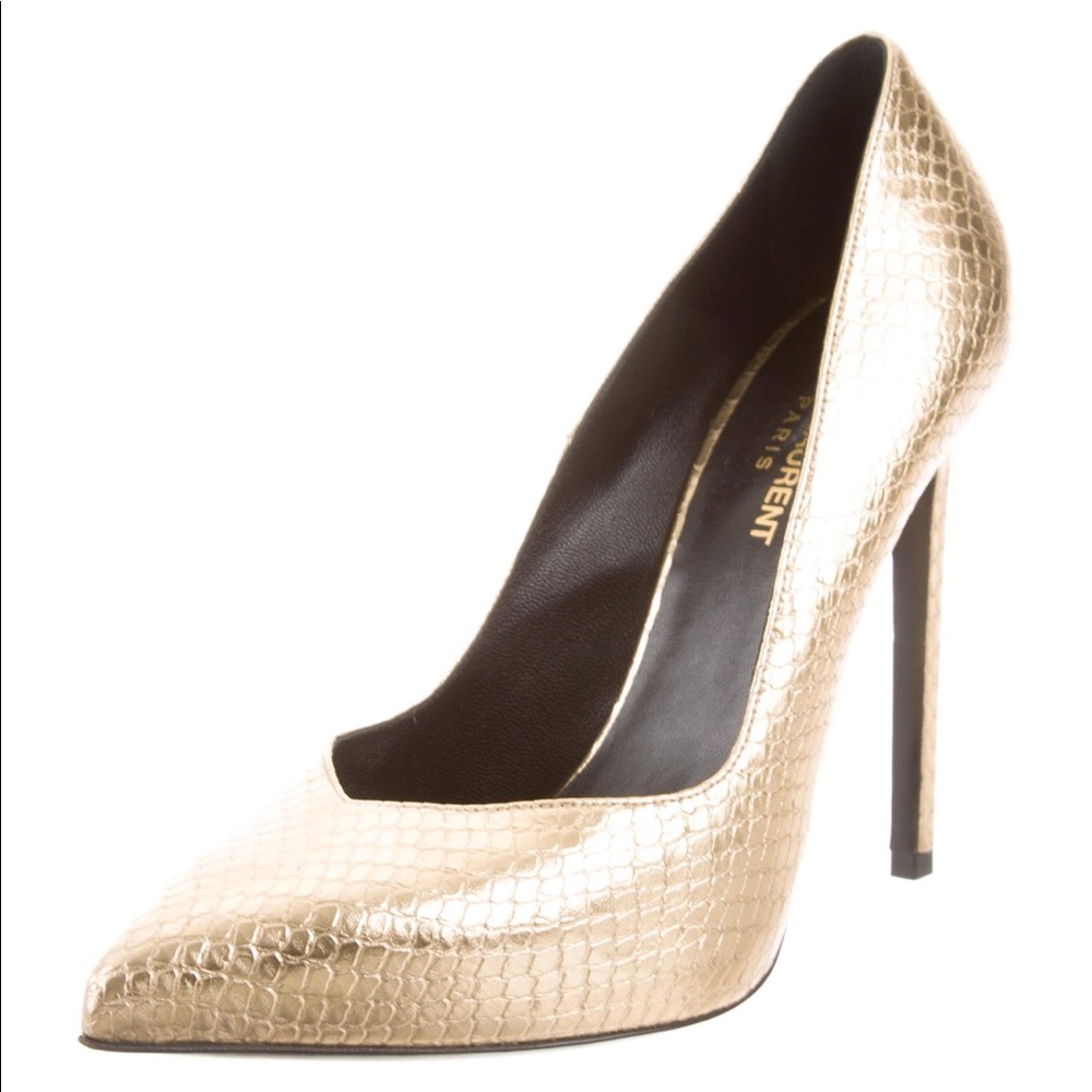Saint Laurent Embossed Pointed Toe Pumps